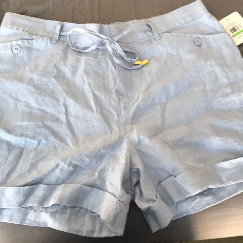 Blue linen shorts